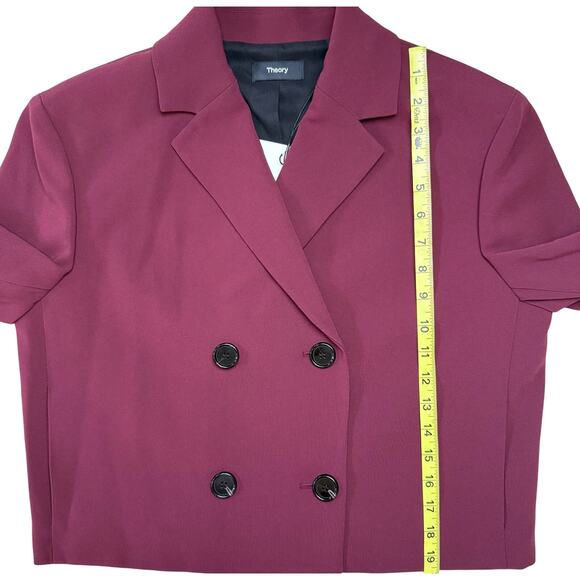 THEORY Admiral Double Breasted Burgundy Crop Jacket - Picture 12 of 14